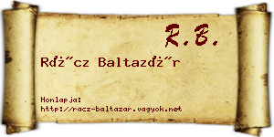 Rácz Baltazár névjegykártya